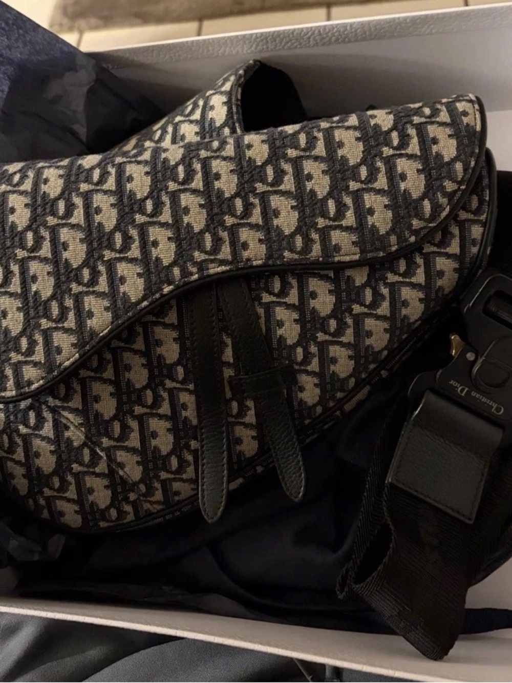 Men’s Dior Oblique Jacquard Saddle Bag - Picture 1 of 7